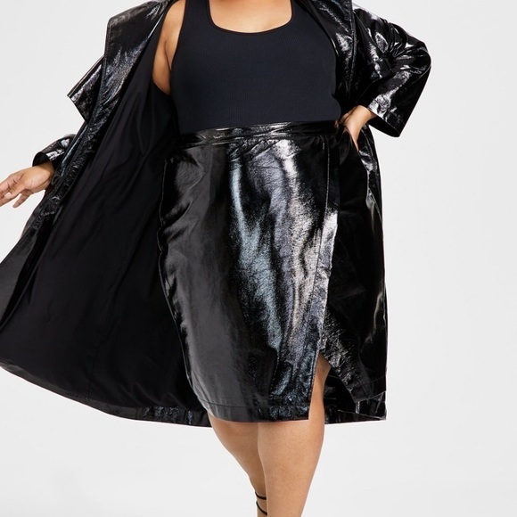 Nina Parker Women’s Trendy Plus Size Faux Leather Skirt Size 16W Black - Picture 3 of 9